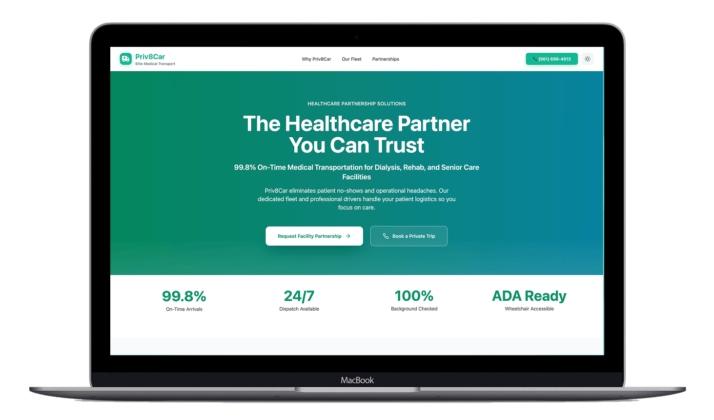 Priv8Car - Landing Page NEMT